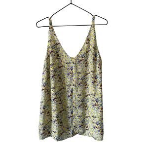CAbi Women's Yellow Floral Tank Blouse Lined Sz S Relaxed Fit